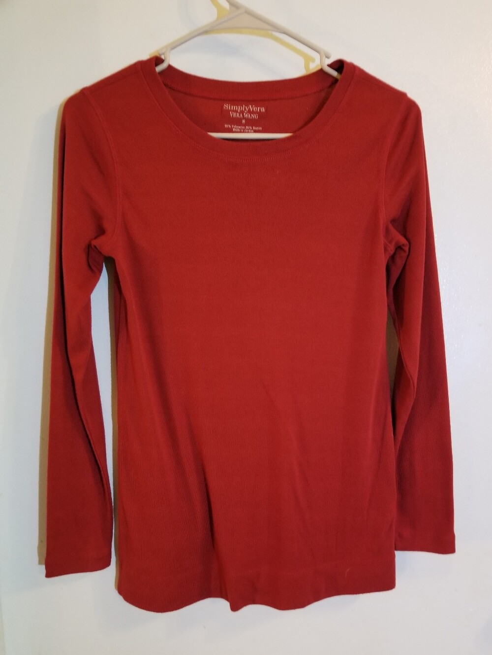 Simply Vera Vera Wang Red Long Sleeve Ribbed Tee